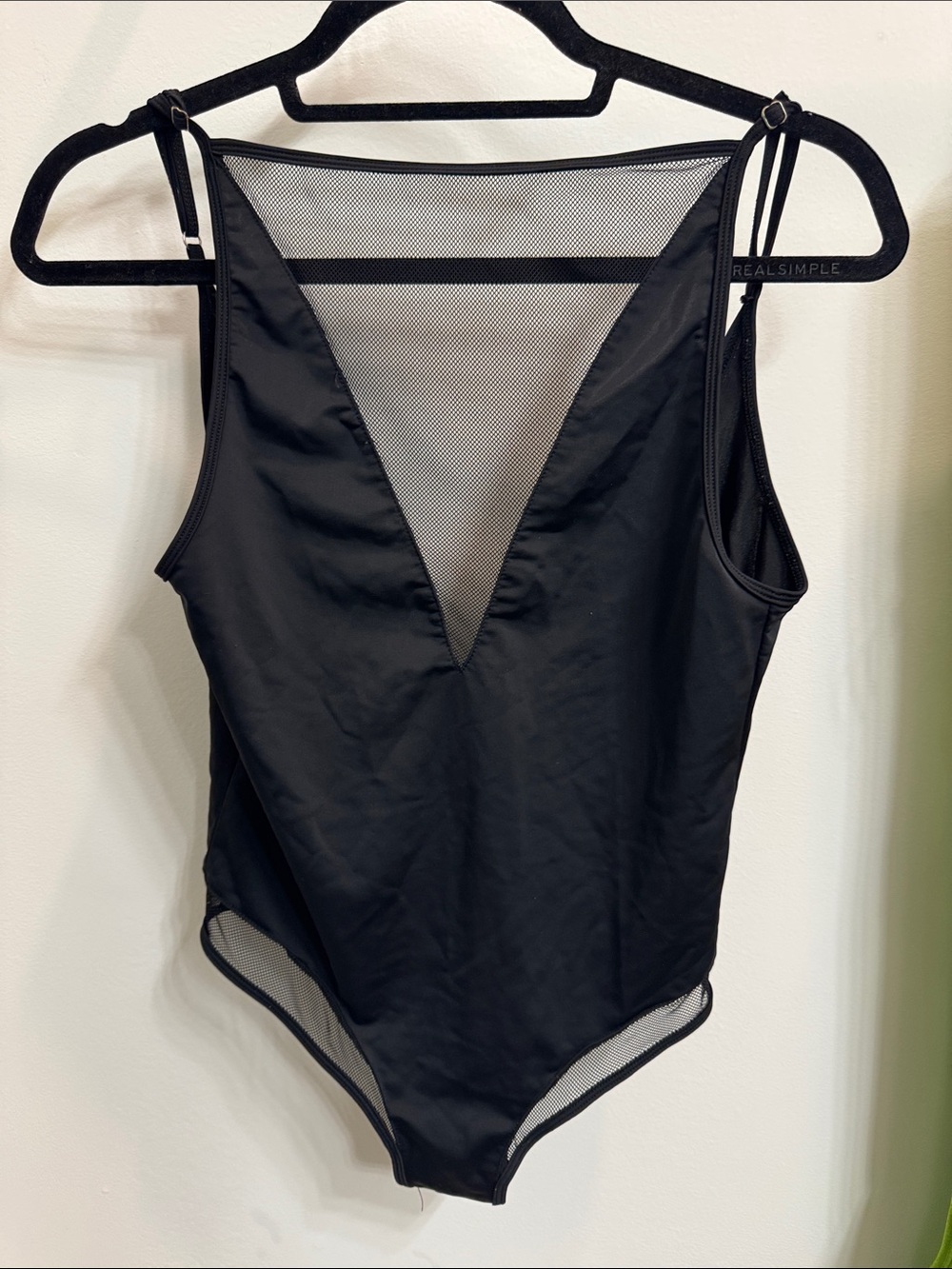 Black Mesh Inset One-Piece Bodysuit